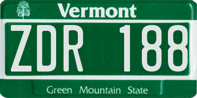 VT license plate ZDR188