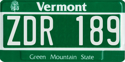 VT license plate ZDR189