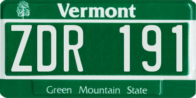 VT license plate ZDR191