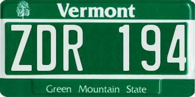 VT license plate ZDR194