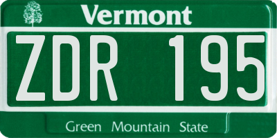 VT license plate ZDR195