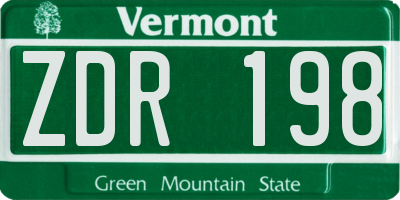 VT license plate ZDR198