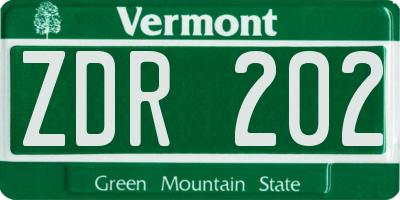 VT license plate ZDR202