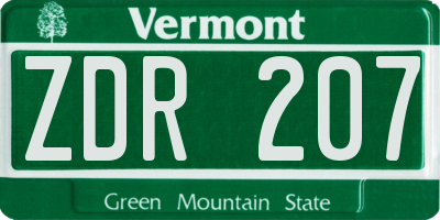 VT license plate ZDR207