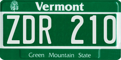 VT license plate ZDR210