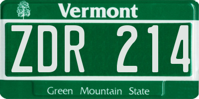 VT license plate ZDR214