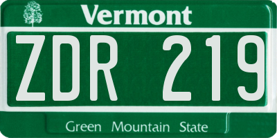 VT license plate ZDR219