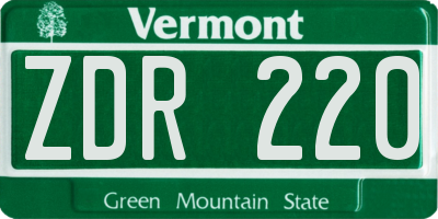 VT license plate ZDR220