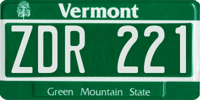 VT license plate ZDR221