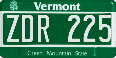 VT license plate ZDR225