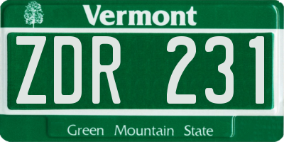 VT license plate ZDR231
