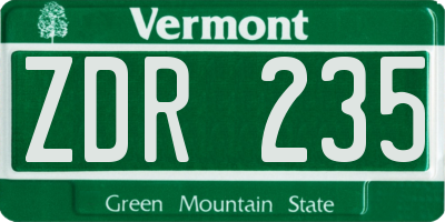 VT license plate ZDR235