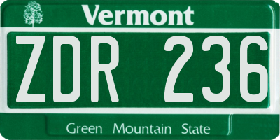 VT license plate ZDR236