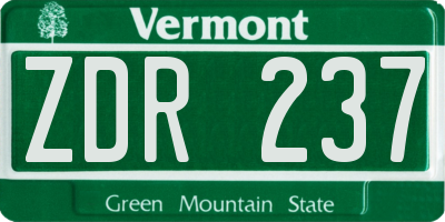 VT license plate ZDR237