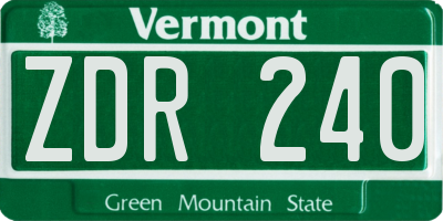 VT license plate ZDR240