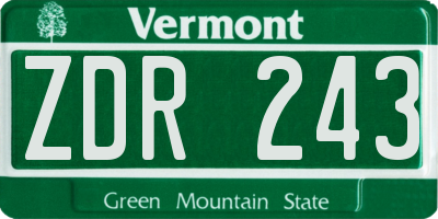 VT license plate ZDR243