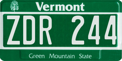 VT license plate ZDR244