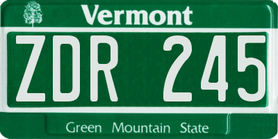 VT license plate ZDR245