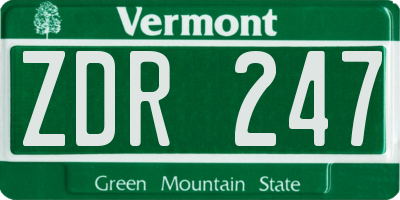 VT license plate ZDR247