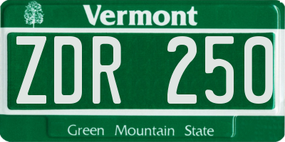 VT license plate ZDR250