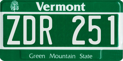 VT license plate ZDR251