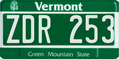 VT license plate ZDR253