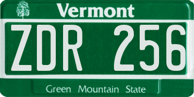 VT license plate ZDR256