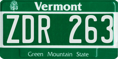 VT license plate ZDR263
