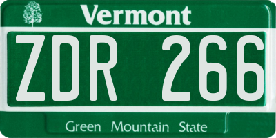 VT license plate ZDR266