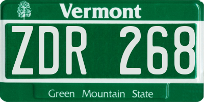 VT license plate ZDR268