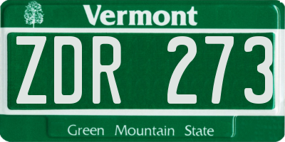VT license plate ZDR273