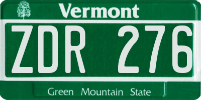 VT license plate ZDR276