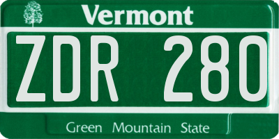 VT license plate ZDR280