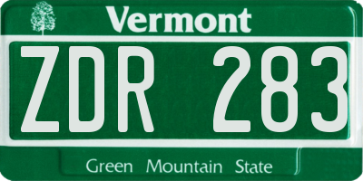 VT license plate ZDR283