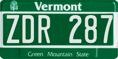 VT license plate ZDR287