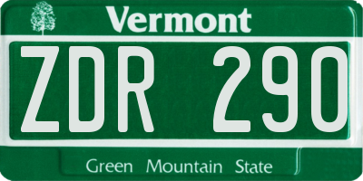 VT license plate ZDR290