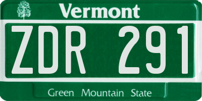 VT license plate ZDR291