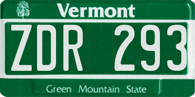 VT license plate ZDR293