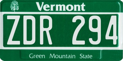 VT license plate ZDR294