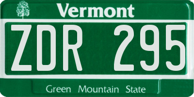 VT license plate ZDR295