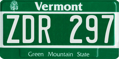 VT license plate ZDR297