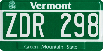 VT license plate ZDR298