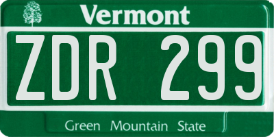 VT license plate ZDR299