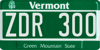 VT license plate ZDR300