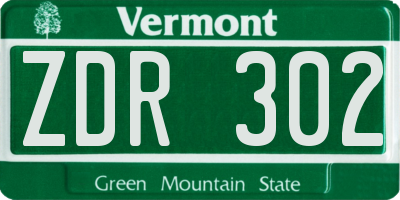VT license plate ZDR302