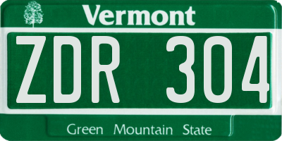 VT license plate ZDR304