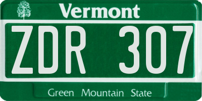VT license plate ZDR307