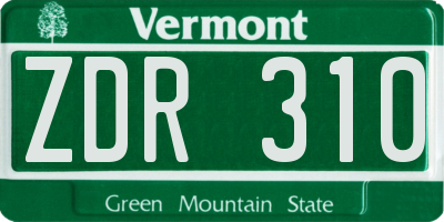 VT license plate ZDR310