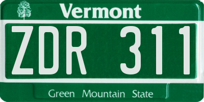 VT license plate ZDR311
