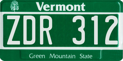 VT license plate ZDR312